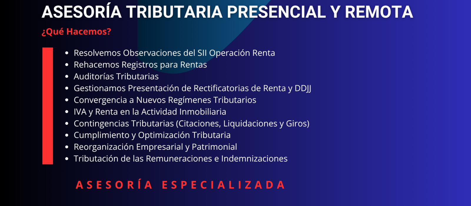 ASESORÍA TRIBUTARIA PRESENCIAL Y REMOTA